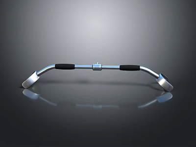 Silver Metal Push Up Bar With Black Grip And U Shaped Design On Reflective Surface 3d model