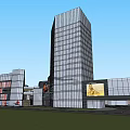 Modern Commercial Complex With High Rise Buildings Retail Areas And Office Spaces