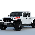 Stylish White Jeep Rubicon Pickup Truck Featuring Five Door And Black Wheels Design
