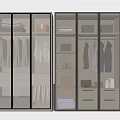 Modern Glass Door Wardrobe With Hanging Clothes Drawers Storage Space And Interior Lighting