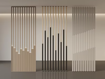 Stylish Modern Room Dividers with Vertical Slats in Different Interior Designs 3d model