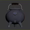 Sturdy Metal Cooking Equipment With Red Accents Handle Knob And Tripod Legs