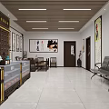 Traditional Chinese Style Hallway With Wooden Furniture Hanging Paintings Bookshelves And Bright Floor