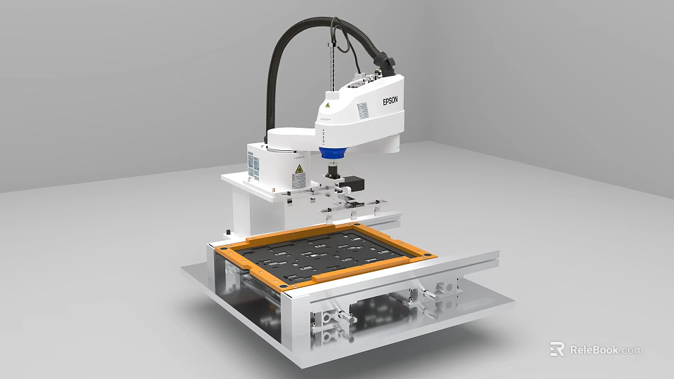 Industrial Automated Robotic Arm Equipment With Precision Worktable And Control Panel System 3d model 