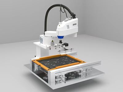 Industrial Automated Robotic Arm Equipment With Precision Worktable And Control Panel System 3d model