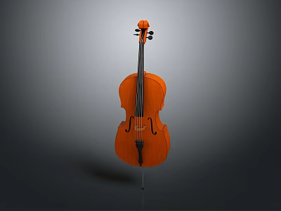 Classical Wooden Cello with Acoustic Design and Black Strings on Gray Background 3d model