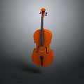 Classical Wooden Cello with Acoustic Design and Black Strings on Gray Background 3d model