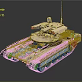Modern Military Tank with Sand Colored Armor Tracks Turret and Weapon System