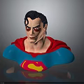 Superman 3D Sculpture Bust With Red Cape Blue Chest And Yellow Red Logo