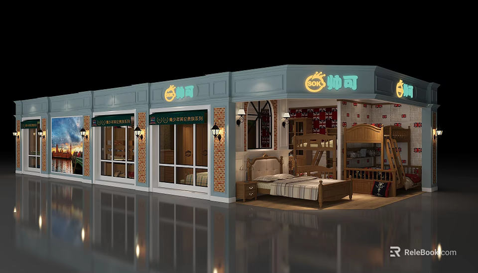 Stylish Sofa And Coffee Table Set Display In Modern Furniture Store With Comfortable Design 3d model 
