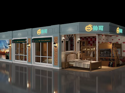 Stylish Sofa And Coffee Table Set Display In Modern Furniture Store With Comfortable Design 3d model