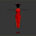 Elegant Red Dress for Women with Matching Hair Accessories and Shoes