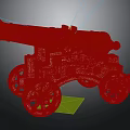 Vintage Cannon Weapon Featuring Metal Barrel Wooden Carriage And Decorative Wheels