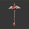 Magical Fantasy Staff Featuring Red Heart Angel Wings Wizard Hat And Striped Pole Arrow