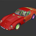 Red Ferrari Classic Sports Car With Vintage Design And Sleek Body On Reflective Surface