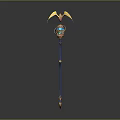 Blue And Gold Decorative Staff With Golden Top And Colorful Ornamental Details