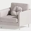 Modern Single Sofa Upholstered With Round Pillow And Sleek Metal Legs