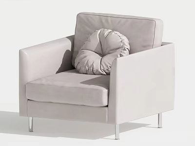 Modern Single Sofa Upholstered With Round Pillow And Sleek Metal Legs 3d model