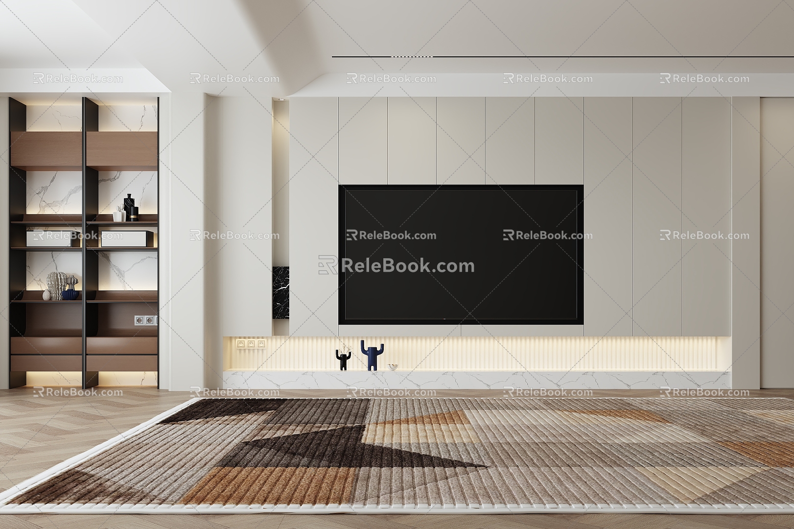 Minismal TV background wall 3d model