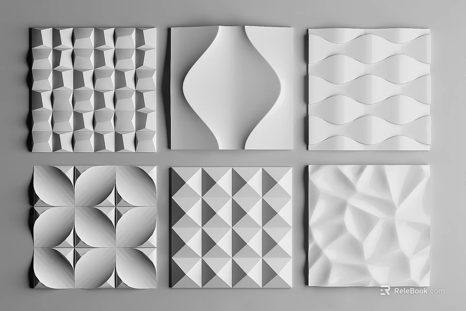 Modern Geometric Wall Decor With Various Textured Patterns And Abstract Designs 3d model
