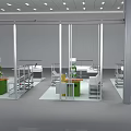 Industrial Equipment In Modern Factory Workshop With Robotic Arms Metal Worktables And Steel Frames