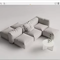 Sectional Sofa Light Gray Modular Plush Cushions and Small White Round Side Table Green Plant