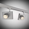 Track Mounted Square Design Downlights And Spotlights With Silver Finish 3d model