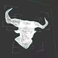 3D Game and Movie Character Demon Head with Horns Pointed Ears and Yellow Teeth