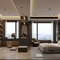 Modern Bedroom Interior Design With King Bed Floor to Ceiling Windows And Scenic View