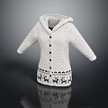 White Polka Dot Hooded Cardigan With Reindeer Pattern At The Bottom And Buttons