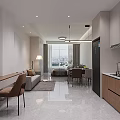Spacious Modern Apartment Interior With Bedroom Living Room Dining Area Sofa And Storage Cabinets