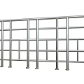 Modern Metal Railing With Cylindrical Post Flat Crossbar And Sturdy Base 3d model