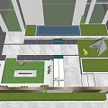 Modern Patio Garden Outdoor Seating Area With White Sofa Fire Pit And Stone Floor