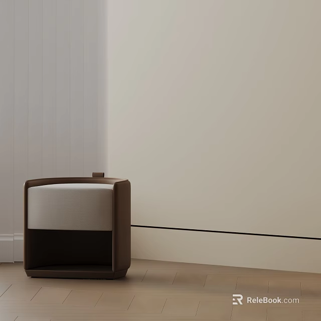 Minimalist Side Table With Dark Brown Wooden Frame And Beige Cushion Top For Modern Living Space 3d model 