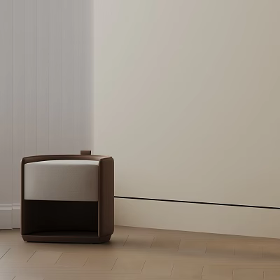 Minimalist Side Table With Dark Brown Wooden Frame And Beige Cushion Top For Modern Living Space 3d model