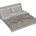 Modern Minimalist Double Bed With Gray Headboard Two Pillows And Comforter 3d model