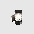 Modern Wall Sconce With Transparent Glass Layers Black Base And Knob Switch Design
