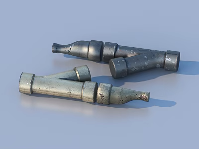 Vintage Metal Household Items With Cylindrical Design And Worn Surface 3d model