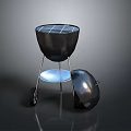 Portable Black Barbecue Grill With Wheels And Lid For Outdoor Cooking