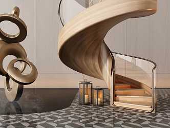 CCD Hotel Stairs Rotating Stairs Shaped Stairs Corner Stairs Villa Stairs 3d model