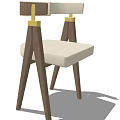 Modern Accent Chair With Wooden Frame Beige Upholstered Seat And Metal Accents