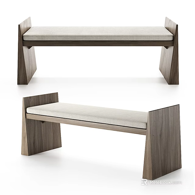Modern Wooden Sofa Bench With Padded Seat And Sturdy Frame Design 3d model 