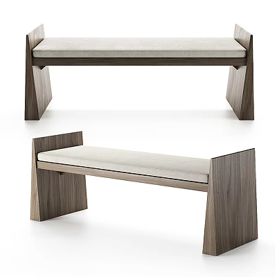 Modern Wooden Sofa Bench With Padded Seat And Sturdy Frame Design 3d model