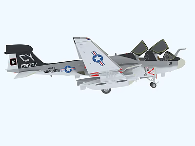 US Navy Fighter Jet with Open Canopy CV Tail Insignia and Gray Paint 3d model