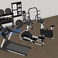 Home Gym Fitness Equipment Setup With Treadmill Exercise Bike Dumbbells And Yoga Mat