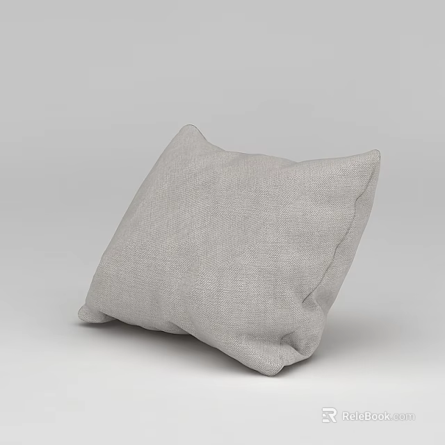 Light Gray Linen Throw Pillow with Simple Design for Home Decoration 3d model 