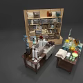 Wooden Display Shelves With Home Decor Items Towels And Bottles For Retail Showcase Setup