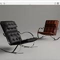 Black And Brown Leather Leisure Chairs With Metal Frame And Rocking Base