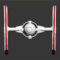 White Spacecraft Model With Red Striped Circular Structures For Cosmic Exploration