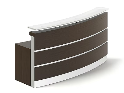 Modern Curved Reception Desk With Dark Brown And White Sleek Surface Design 3d model